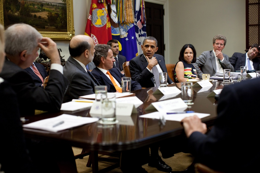 Spotkanie Baracka Obamy i przedstawicieli agencji regulacyjnych w sprawie realizacji reform finansowych wprowadzonych na mocy ustawy Dodda-Franka w 2011 r.