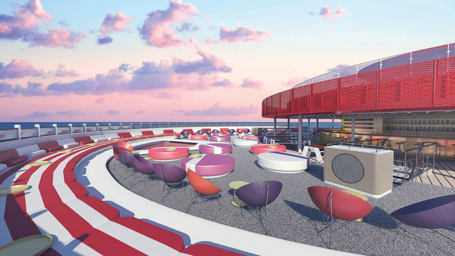 Lounge na świeżym powietrzu The Dock ma zapewnić pasażerom możliwość rozmów w miłej atmosferze i podziwiania widoków.