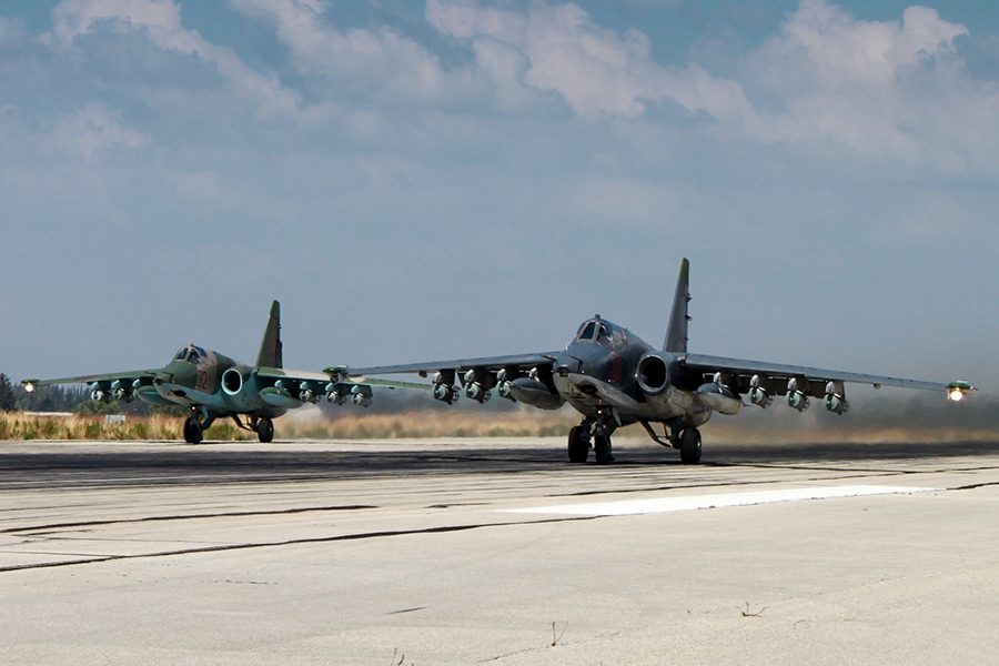 Rosyjskie samoloty wojskowe w drodze do nalotu bombowego na Syrię